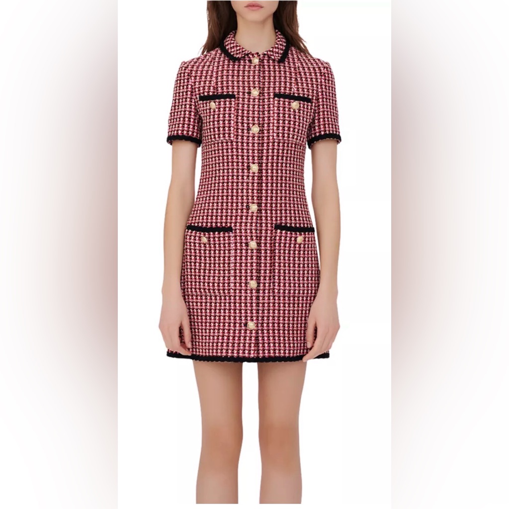 Nwt Maje Red Tweed Dress